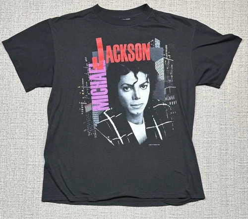 Michael Jackson Shirt Mens Large Black Bad Tour 88 D 1980s vintage concert t-shirt, vintage, size L, single stitch, B+ condition