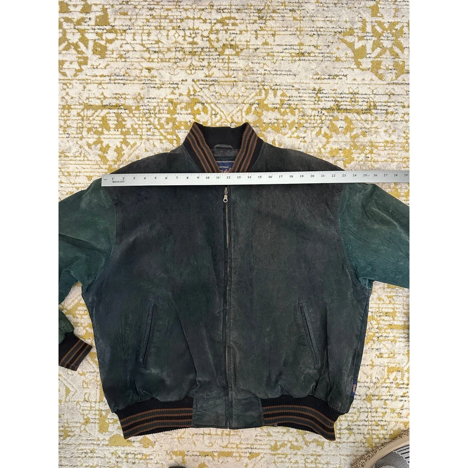 Chaqueta de bombardero vintage Varsity Princeton NJ para hombre de cuero gamuza XLXG bloques de colores Foto 4 de 4