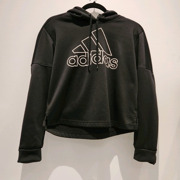 Adidas Hoodie Women Size S Black Cropped Climawarm Activewear Casual