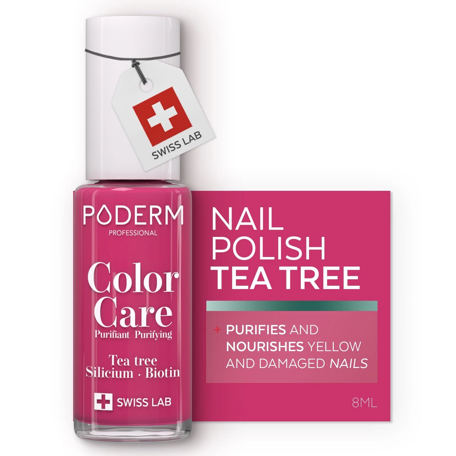 PODERM Swiss-Made Antifungal Nail Polish – Raspberry | Breathable Treatment w...