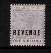 Malta QV Revenue - Duty Stamp 1/- violet MM Mint