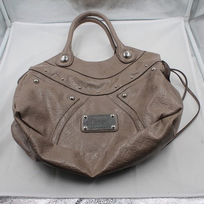 Vintage Y2K Guess Los Angeles Est. 1981 Hobo Bag Taupe Monogram Studded Purse 