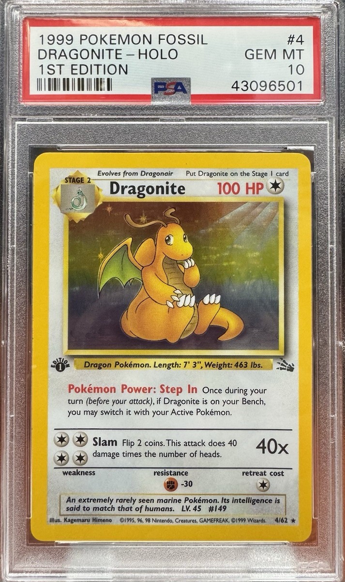 1999 Pokemon Fossil 1st Edition Dragonite Holo 4/62 PSA 10 | eBay