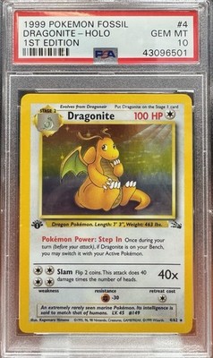 1999 Pokemon Fossil 1st Edition Dragonite Holo 4/62 PSA 10 | eBay