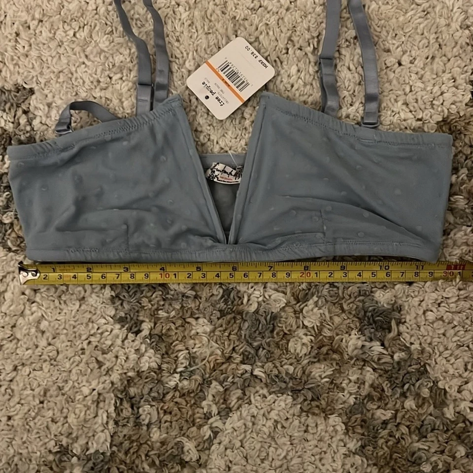 NUEVO CON ETIQUETAS Free People Sierra Bandeau Azul Punto Suizo Malla La Lluvia Mujer’s Talla Pequeña Foto 2 de 4