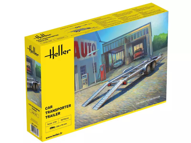 Maquette Heller 80774 remorque pour transport de voiture 1/24 en plastique gris