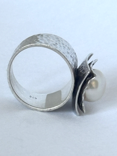 Anello Vintage Silpada Argento Sterling Martellato Perle R0898 Misura 5,5 2008 - Foto 7 di 8
