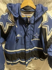 Vintage Dallas Cowboys Jacket Mens XL Blue NFL Football Puffer Hooded 90s