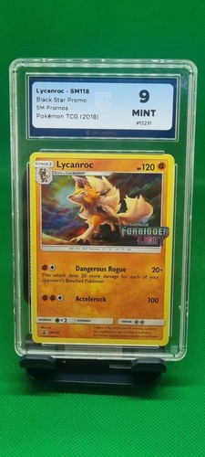 EGC 9 2018 Pokemon Forbidden Light Lycanroc SM118 Black Star Promo Holo Stamped