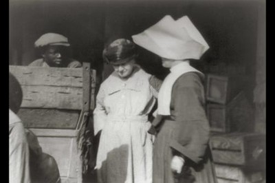 Marketing,A nun,an elderly white women and a black man,c1925,Arnold Genthe