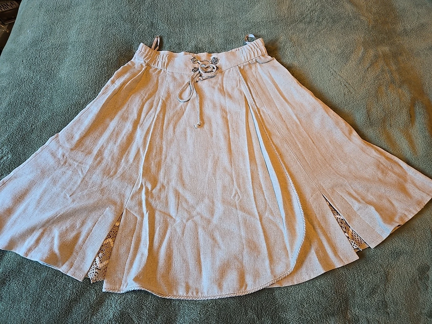 LANDHAUS C & A NATURALLY SKIRT LINEN BLEND OKTOBERFEST SZ 6 FAUX WRAP CUTE