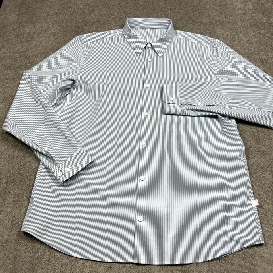 Nueva Camisa Lululemon Venture Para Hombres 2XL Abotonada Blanca Azul Manga Larga Informal Foto 2 de 4