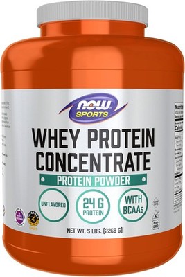 NOW Foods Sports Nutrition, Whey Protein Concentrate, 24 G With BCAAs, Unflavo