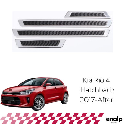 Chrome Door Sill Scuff Plate Guard Trim for Kia Rio 4 Hatchback 2017-After