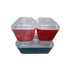 Vintage Pyrex Refrigerator Dishes Set of 3 Red 501-B Blue 502-B with Lids