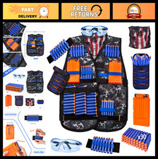 Kids Tactical Vest Kit for Nerf Guns - Darts, Pouch, Clips, Mask  Glasses - Age