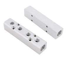 2-Pack Aluminum Air Manifold 4-Way 6-Port 1/2 NPT In 1/4 NPT Out