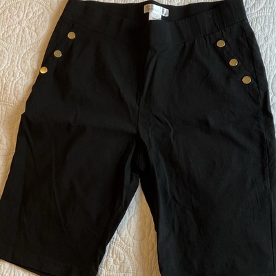 89th + Madison Women's Black Bermuda Shorts Size M Pockets Stretch Button