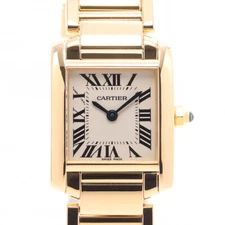 CARTIER Tank Française SM W50002N2 Ivory K18 Yellow Gold Women's Watch