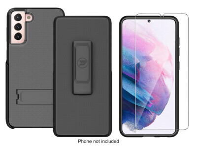 For Samsung Galaxy S21+ PLUS 5G Dual Layer Hybrid Case & Belt Clip Holster Combo