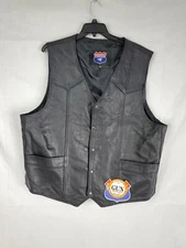 Men's  Motorcycle Leather Vest W CONCEAL CARRY AMMO POCKETS