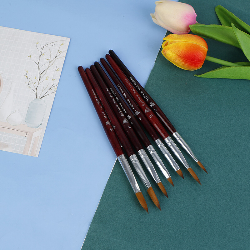 Kolinsky Acrylic Round Nail Brush Manicure Tool Kit Size 2 4 6 8 10 12