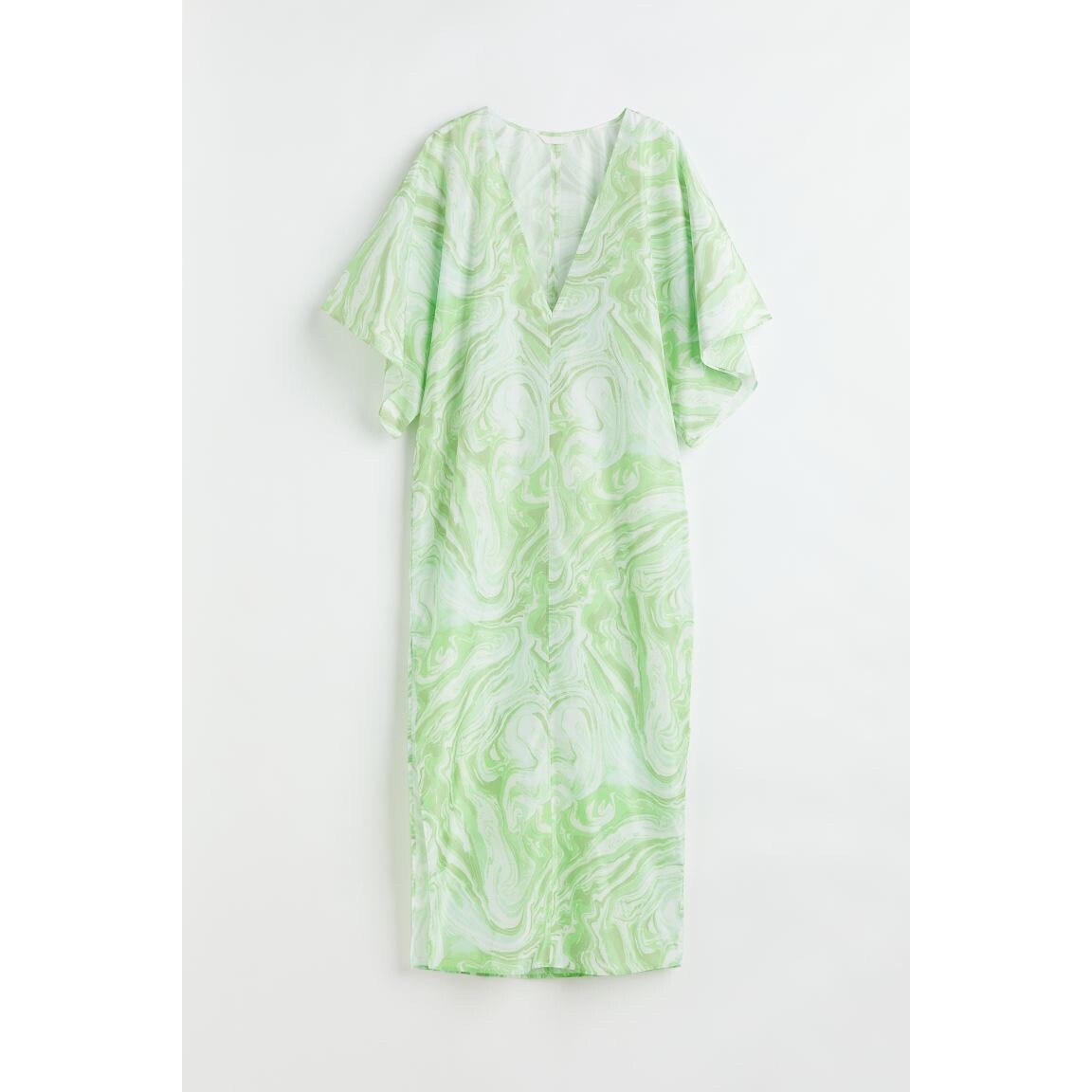 h&m kaftan dress green Ladies - Light green/Marble-patterned V-neck dress - Size: M