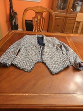 Banana Republic Collarless Metallic Tweed Blazer women size 8