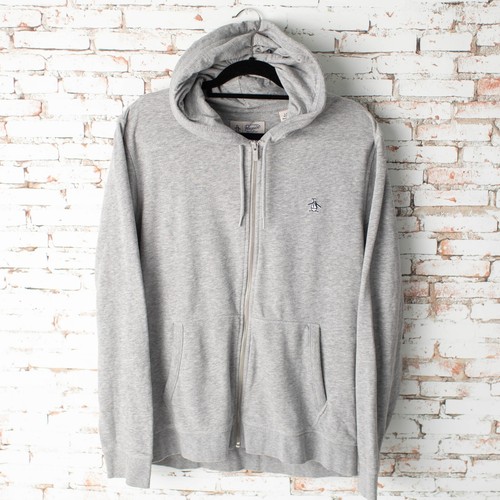 Penguin Munsingwear Jacket Men's Grey Large Zip Up Hoodie Sweatshirt