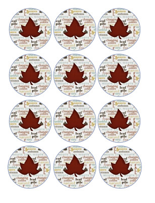 Set of 12 Fall, Autumn Leaves edible paper, cupcake, cookie, oreos PRE CUT