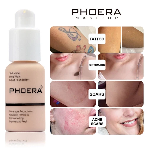 PHOERA® Soft Matte Full Coverage Liquid Foundation Concealer Longlasting Makeup - Bild 10 von 26