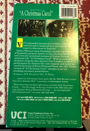 A Christmas Carol VHS Alastair Sim As Scrooge Charles Dickens Vintage - Foto 2 di 3