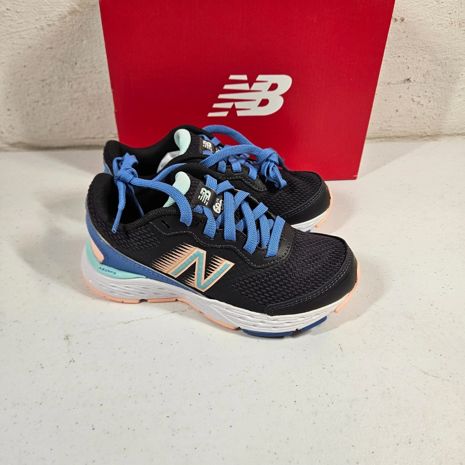 Scarpe New Balance bambino nere con blu YP680BB6 nuove con scatola 12 M