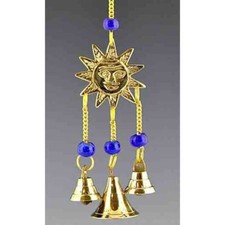 Mini Brass Sun Wind Chime w/ colorful beads  bells - Indoor/Outdoor