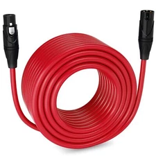 LyxPro Microphone 200 feet XLR Cable, Male to Female, 3 Pin Mic Cable, Red