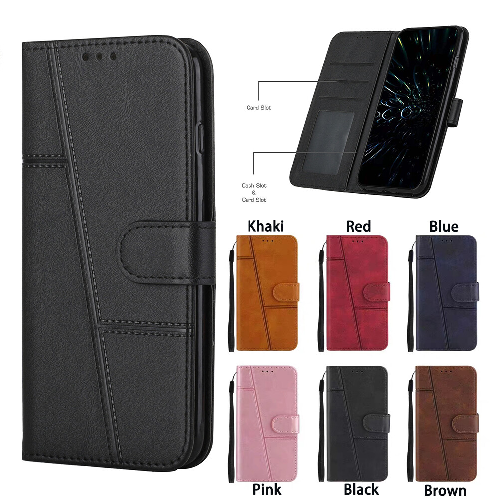 Premium Leather Flip Wallet Shockproof Case for iPhone 15 Pro Max 14 13 XR 7 with Full Protection