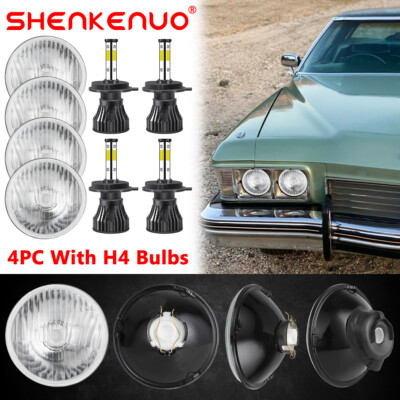 4pcs 5 3/4 5.75 Inch Round H4 9003 Led Headlights For Buick Riviera 1963-1974