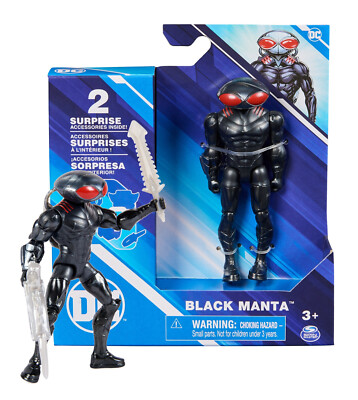 Spin Master Black Manta 4'' Figure  with 2 Surprise Accessories Mint on Card
