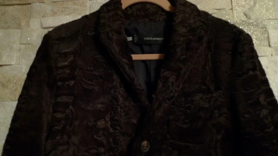 DSQUARED2 RUNWAY MEN'S BROWN 100% KARAKUL LAMB FUR COAT ITALY SIZE 44 US XS-S - Image 3 of 4