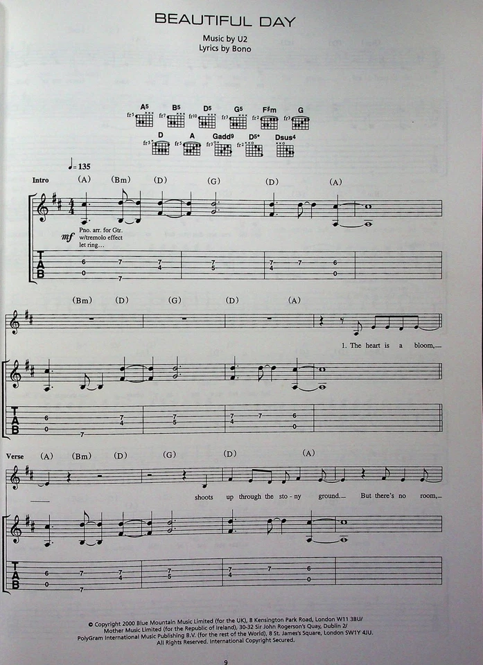 U2 All That You Can't Leave Behind Piano Vocal Guitar Tab Sheet Music Book - Image 3 of 4