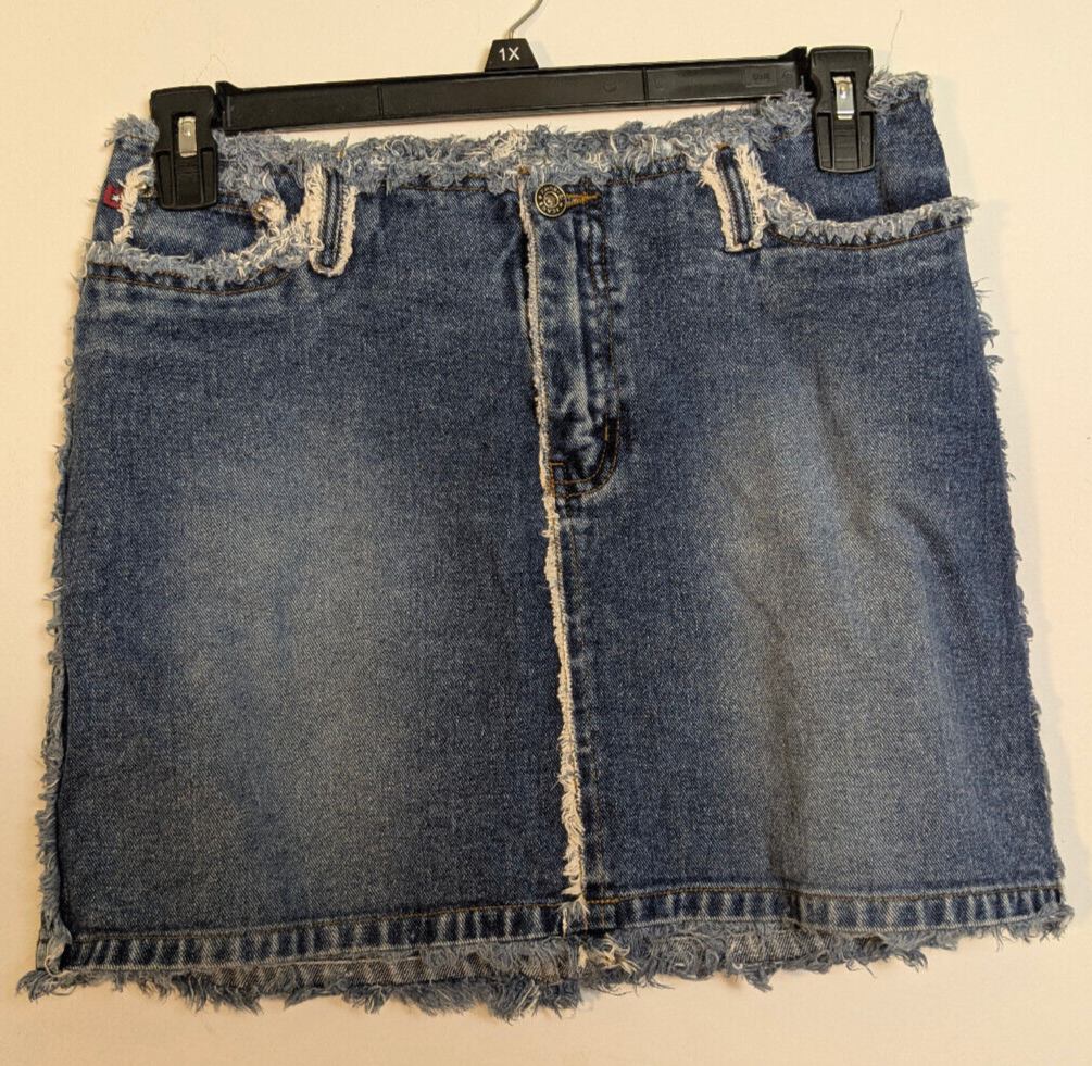 Zana Di Denim Short Skirt Size 7 Juniors Frayed Edges Above Knee Length Pencil M