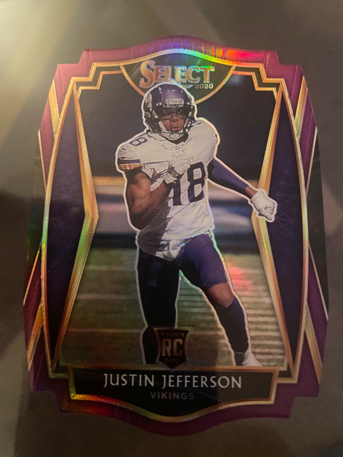 Justin Jefferson 2020 Select 161 Die-Cut Purple Prizm Rookie RC Vikings