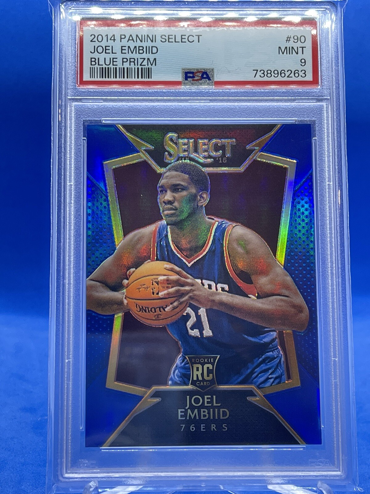 2014-15 Panini Select JOEL EMBIID #90 Blue Prizm Rookie /249 PSA 9 Mint RC