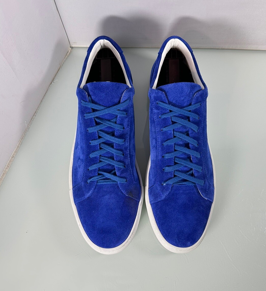 Del Toro シューズ 28cm Del Toro Men's Blue Suede Leather Low Lace Up Sneakers Shoes
