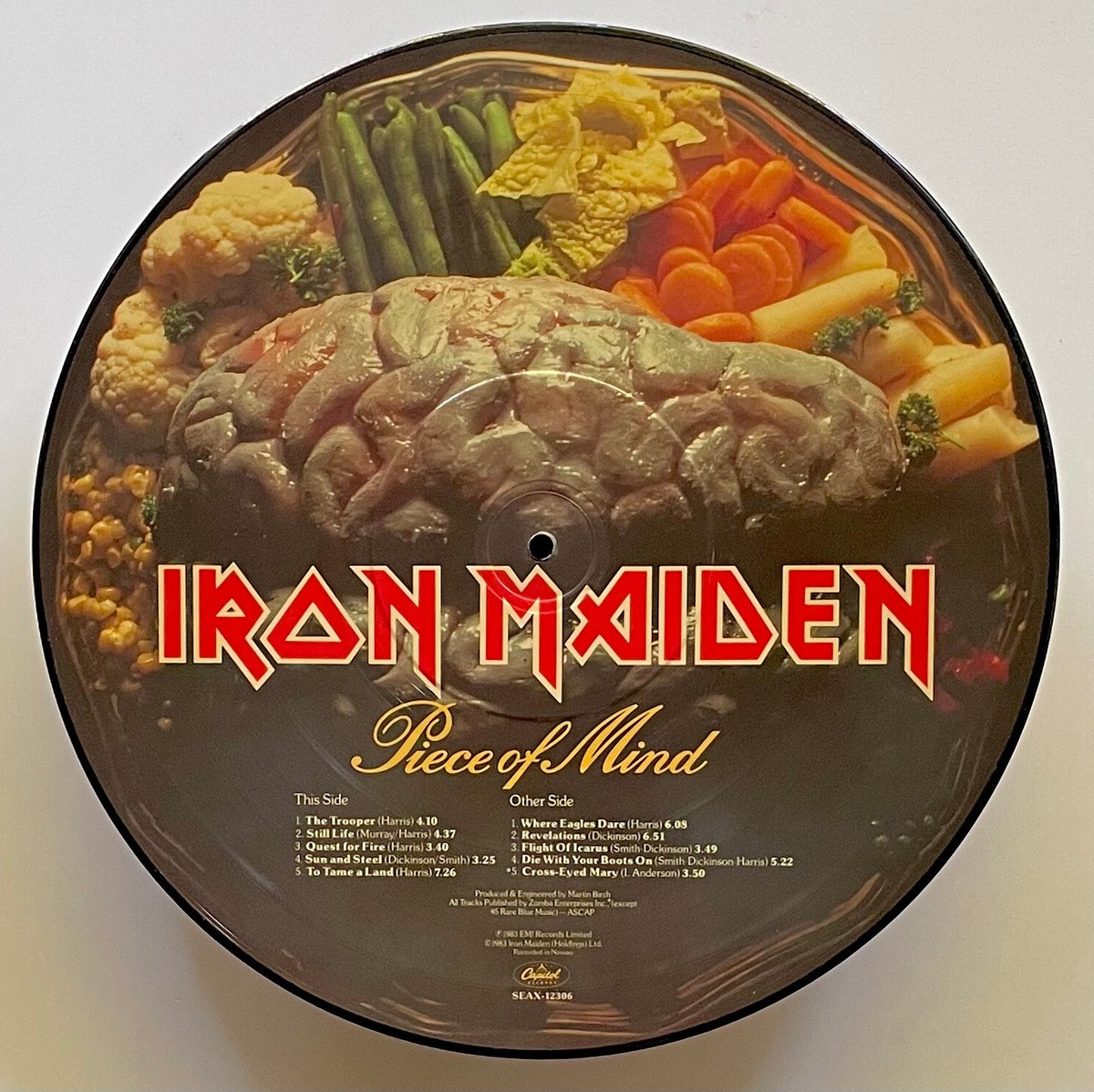Vtg 1983 IRON MAIDEN Album PIECE OF MIND Record PICTURE DISC Vinyl