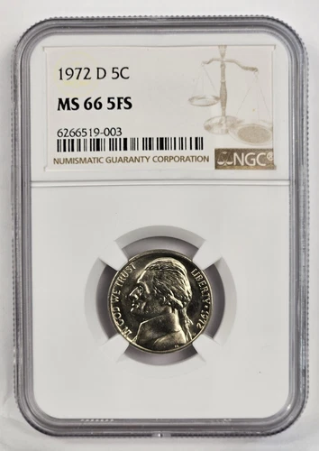 1972 D Jefferson Nickel *** NGC MS 66 5FS
