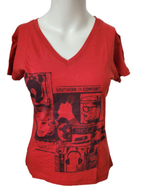 Southern Comfort T-Shirt rot mit V-Ausschnitt und Aufschrift Größe M NEU OVP