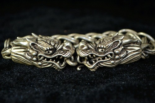 Handwork Collectible Old Tibet Silver Weave Case Dragon Noble Bracelet Chinese - Picture 6 of 8