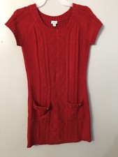 CHARMING CHARLIE JUNIORS RED SWEATER DRESS SHORT SLEEVE - SZ M