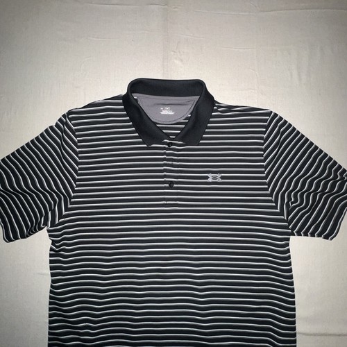 Men's UNDER ARMOUR Black "HeatGear" Short Sleeve Polo Shirt Size XL - Picture 3 of 12
